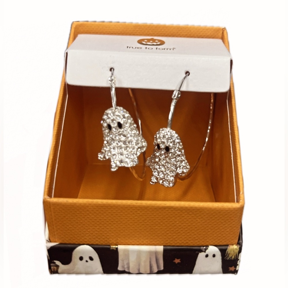 NWT ⚜️👻⚜️ True to Form Bling Ghost Hoop Earrings